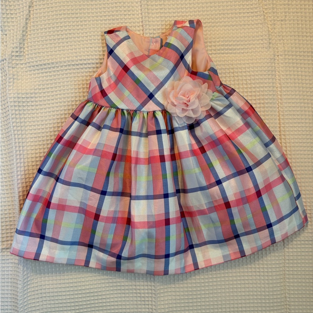 Gymboree Multicolor Plaid Dress with Floral Detail